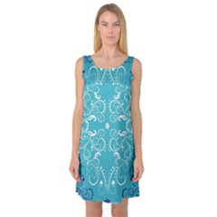 Repeatable Patterns Shutterstock Blue Leaf Heart Love Sleeveless Satin Nightdress by Mariart