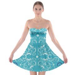 Repeatable Patterns Shutterstock Blue Leaf Heart Love Strapless Bra Top Dress by Mariart
