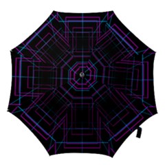 Retro Neon Grid Squares And Circle Pop Loop Motion Background Plaid Purple Hook Handle Umbrellas (small) by Mariart