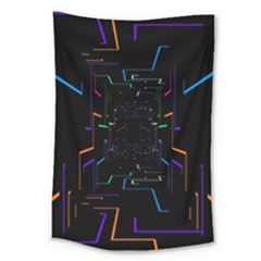 Seamless 3d Animation Digital Futuristic Tunnel Path Color Changing Geometric Electrical Line Zoomin Large Tapestry by Mariart