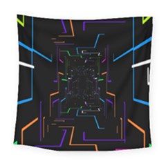 Seamless 3d Animation Digital Futuristic Tunnel Path Color Changing Geometric Electrical Line Zoomin Square Tapestry (large) by Mariart