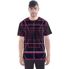 Retro Neon Grid Squares And Circle Pop Loop Motion Background Plaid Men s Sports Mesh Tee