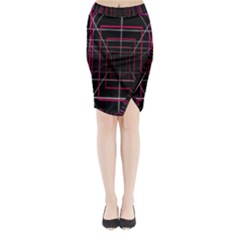 Retro Neon Grid Squares And Circle Pop Loop Motion Background Plaid Midi Wrap Pencil Skirt by Mariart