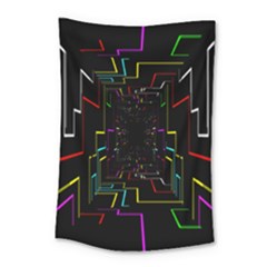 Seamless 3d Animation Digital Futuristic Tunnel Path Color Changing Geometric Electrical Line Zoomin Small Tapestry