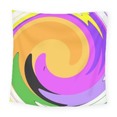 Spiral Digital Pop Rainbow Square Tapestry (large)