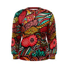 Seamless Texture Abstract Flowers Endless Background Ethnic Sea Art Women s Sweatshirt