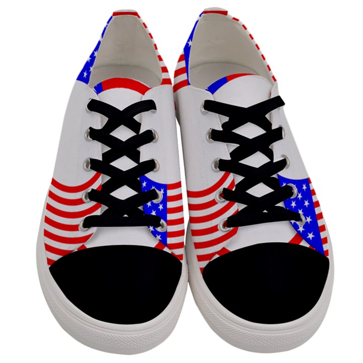 Stars Stripes Circle Red Blue Men s Low Top Canvas Sneakers