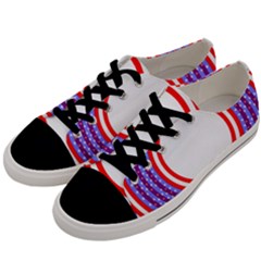 Stars Stripes Circle Red Blue Space Round Men s Low Top Canvas Sneakers