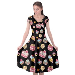 Sweet Pattern Cap Sleeve Wrap Front Dress by Valentinaart