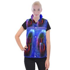 Black Hole Blue Space Galaxy Women s Button Up Puffer Vest by Mariart