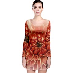 Dahlia Flower Joy Nature Luck Long Sleeve Velvet Bodycon Dress by Nexatart