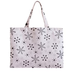 Black Holiday Snowflakes Zipper Mini Tote Bag by Mariart