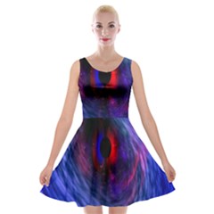 Blue Red Eye Space Hole Galaxy Velvet Skater Dress