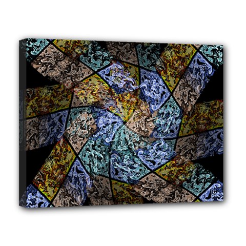Multi Color Tile Twirl Octagon Canvas 14  X 11  by Nexatart