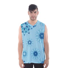 Blue Winter Snowflakes Star Men s Basketball Tank Top by Mariart