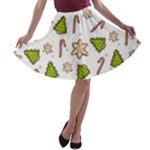 Ginger cookies Christmas pattern A-line Skater Skirt