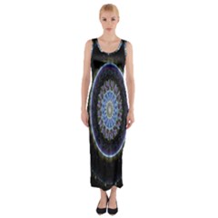 Colorful Hypnotic Circular Rings Space Fitted Maxi Dress by Mariart