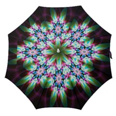Colorful Fractal Flower Star Green Purple Straight Umbrellas