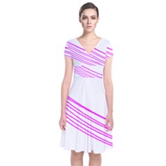 Electricty Power Pole Blue Pink Short Sleeve Front Wrap Dress by Mariart