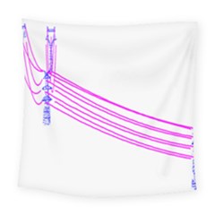 Electricty Power Pole Blue Pink Square Tapestry (large)