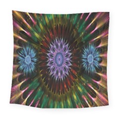 Flower Stigma Colorful Rainbow Animation Gold Space Square Tapestry (large) by Mariart