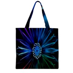 Flower Stigma Colorful Rainbow Animation Space Zipper Grocery Tote Bag by Mariart