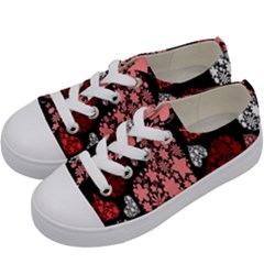 Floral Flower Heart Valentine Kids  Low Top Canvas Sneakers
