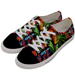 Hawaiian Girls Black Flower Floral Summer Women s Low Top Canvas Sneakers by Mariart