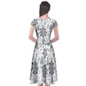 Grayscale Floral Heart Background Cap Sleeve Wrap Front Dress View2