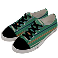 Horizontal Line Green Red Orange Men s Low Top Canvas Sneakers by Mariart