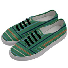 Horizontal Line Green Red Orange Men s Classic Low Top Sneakers by Mariart
