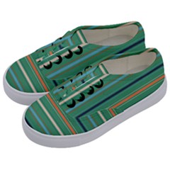 Horizontal Line Green Red Orange Kids  Classic Low Top Sneakers by Mariart