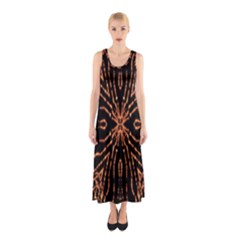 Golden Fire Pattern Polygon Space Sleeveless Maxi Dress by Mariart
