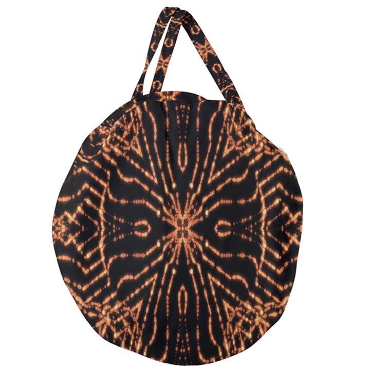 Golden Fire Pattern Polygon Space Giant Round Zipper Tote