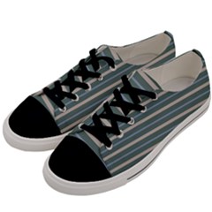Horizontal Line Grey Blue Men s Low Top Canvas Sneakers by Mariart