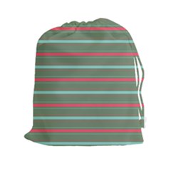Horizontal Line Red Green Drawstring Pouches (xxl) by Mariart