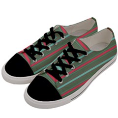 Horizontal Line Red Green Men s Low Top Canvas Sneakers by Mariart