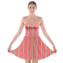 Line Red Grey Vertical Strapless Bra Top Dress by Mariart