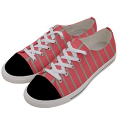 Line Red Grey Vertical Women s Low Top Canvas Sneakers by Mariart