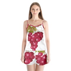 Red Fruit Grape Satin Pajamas Set