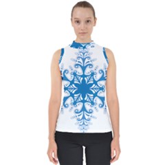 Snowflakes Blue Flower Shell Top