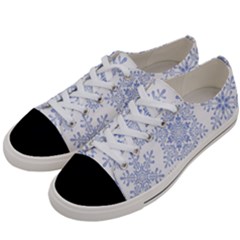 Snowflakes Blue White Cool Women s Low Top Canvas Sneakers by Mariart