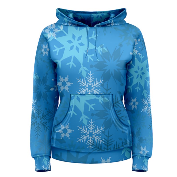 Snowflakes Cool Blue Star Women s Pullover Hoodie