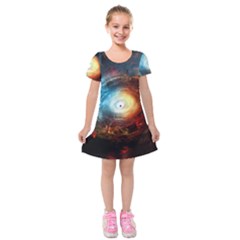 Supermassive Black Hole Galaxy Is Hidden Behind Worldwide Network Kids  Short Sleeve Velvet Dress