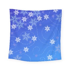 Winter Blue Snowflakes Rain Cool Square Tapestry (small)
