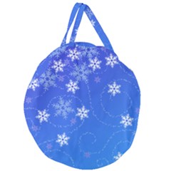 Winter Blue Snowflakes Rain Cool Giant Round Zipper Tote by Mariart