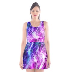 Space Galaxy Purple Blue Scoop Neck Skater Dress by Mariart