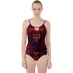 Wonderful Elegant Decoative Heart With Flowers On The Background Cut Out Top Tankini Set by FantasyWorld7