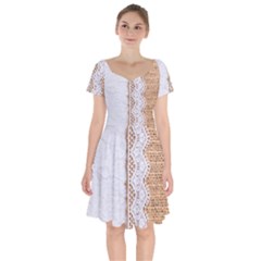 Parchement,lace And Burlap Short Sleeve Bardot Dress by NouveauDesign