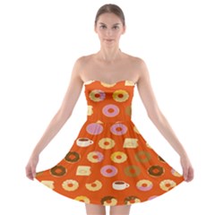 Coffee Donut Cakes Strapless Bra Top Dress by Mariart
